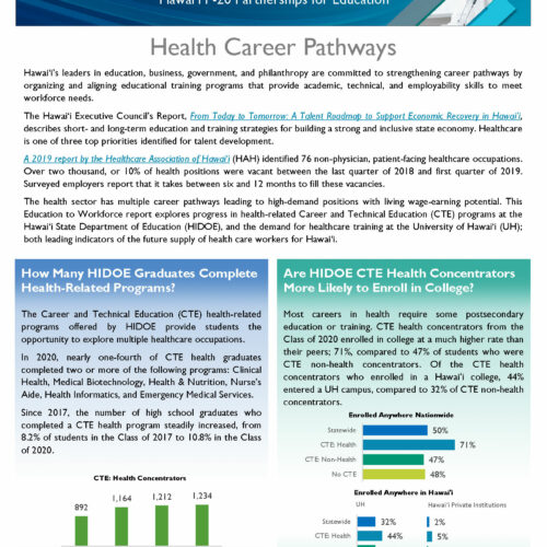 Education to Workforce Report - Health front page