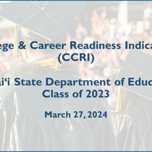 College and Career Readiness Indicators (CCRI) Class of 2023 presentation title slide